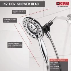 Delta In2ition Two-in-One 4-Spray 6 in. Dual Wall Mount Fixed and Handheld Shower Head in Chrome -Bathroom Faucets Store chrome delta dual shower heads 75494 40 1000