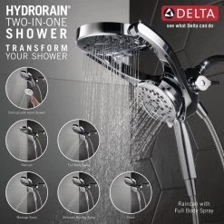 Delta HydroRain Two-in-One 4-Spray Patterns 6 in. Wall Mount Dual Shower Heads with MagnaTite in Chrome -Bathroom Faucets Store chrome delta dual shower heads 75699 1d 1000