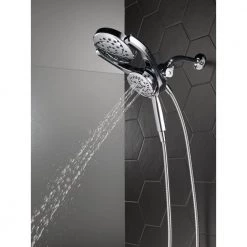 Delta HydroRain Two-in-One 4-Spray Patterns 6 in. Wall Mount Dual Shower Heads with MagnaTite in Chrome -Bathroom Faucets Store chrome delta dual shower heads 75699 4f 1000