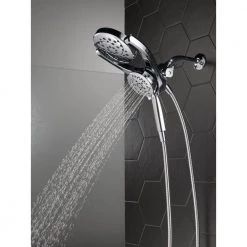 Delta HydroRain Two-in-One 4-Spray Patterns 6 in. Wall Mount Dual Shower Heads with MagnaTite in Chrome -Bathroom Faucets Store chrome delta dual shower heads 75699 c3 1000