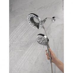 Delta In2ition 2-in-1 7-Spray Patterns 7.88 in. Wall Mount Dual Shower Heads with MagnaTite Docking in Chrome -Bathroom Faucets Store chrome delta dual shower heads 75888 1f 1000