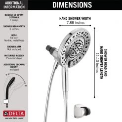 Delta In2ition 2-in-1 7-Spray Patterns 7.88 in. Wall Mount Dual Shower Heads with MagnaTite Docking in Chrome -Bathroom Faucets Store chrome delta dual shower heads 75888 40 1000