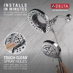 Delta In2ition 2-in-1 7-Spray Patterns 7.88 in. Wall Mount Dual Shower Heads with MagnaTite Docking in Chrome -Bathroom Faucets Store chrome delta dual shower heads 75888 66 1000