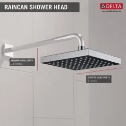 Delta 1-Pattern 8 in. Wall Mount Rain Fixed Shower Head in Chrome -Bathroom Faucets Store chrome delta fixed shower heads 52841 40 1000