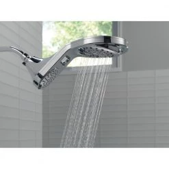 Delta HydroRain Two-in-One 5-Spray 7.9 in. Double Wall Mount Fixed Shower Head in Chrome -Bathroom Faucets Store chrome delta fixed shower heads 58580 pk 1f 1000