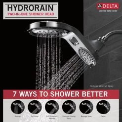 Delta HydroRain Two-in-One 5-Spray 7.9 in. Double Wall Mount Fixed Shower Head in Chrome -Bathroom Faucets Store chrome delta fixed shower heads 58580 pk 40 1000