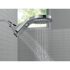Delta HydroRain Two-in-One 5-Spray 7.9 in. Double Wall Mount Fixed Shower Head in Chrome -Bathroom Faucets Store chrome delta fixed shower heads 58580 pk 44 1000