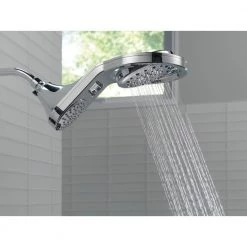 Delta HydroRain Two-in-One 5-Spray 7.9 in. Double Wall Mount Fixed Shower Head in Chrome -Bathroom Faucets Store chrome delta fixed shower heads 58580 pk 4f 1000