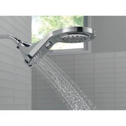 Delta HydroRain Two-in-One 5-Spray 7.9 in. Double Wall Mount Fixed Shower Head in Chrome -Bathroom Faucets Store chrome delta fixed shower heads 58580 pk 66 1000