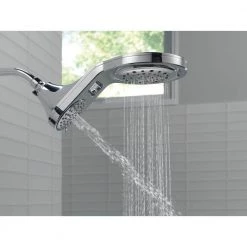 Delta HydroRain Two-in-One 5-Spray 7.9 in. Double Wall Mount Fixed Shower Head in Chrome -Bathroom Faucets Store chrome delta fixed shower heads 58580 pk a0 1000