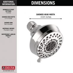 Delta 3-Spray 3-5/8 in. Single Fixed Shower Head Wall Mount in Chrome -Bathroom Faucets Store chrome delta fixed shower heads 75301 40 1000