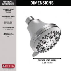 Delta 5-Spray Patterns with 1.75 GPM 3-3/18 in. Wall Mount Fixed Shower Head in Chrome 13 Delta 5-Spray Patterns with 1.75 GPM 3-3/18 in. Wall Mount Fixed Shower Head in Chrome -Bathroom Faucets Store chrome delta fixed shower heads 75556 40 1000