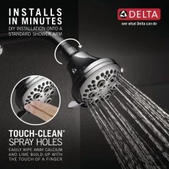 Delta 5-Spray Patterns with 1.75 GPM 3-3/18 in. Wall Mount Fixed Shower Head in Chrome 15 Delta 5-Spray Patterns with 1.75 GPM 3-3/18 in. Wall Mount Fixed Shower Head in Chrome -Bathroom Faucets Store chrome delta fixed shower heads 75556 66 1000