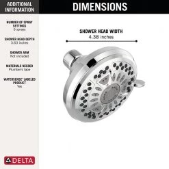 Delta 6-Spray 4.4 in. Single Wall Mount Fixed Shower Head in Chrome -Bathroom Faucets Store chrome delta fixed shower heads 75641 40 1000