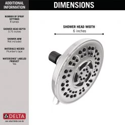 Delta 8-Spray Patterns 6 in. Wall Mount Fixed Shower Head in Chrome -Bathroom Faucets Store chrome delta fixed shower heads 75899 40 1000