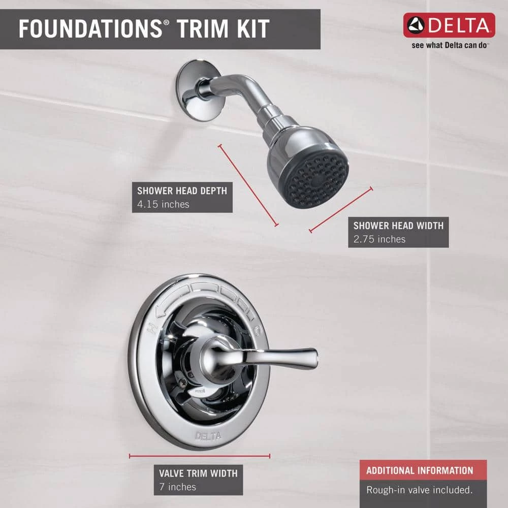 Delta Foundations Single-Handle 1-Spray Shower Faucet in Chrome (Valve Included) 3 Delta Foundations Single-Handle 1-Spray Shower Faucet in Chrome (Valve Included) - Image 3
