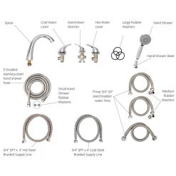 Ella 5-Piece 3/4 inch Fast Fill 3-Handle Deck-Mount Roman Tub Faucet with Hand shower in Chrome -Bathroom Faucets Store chrome ella roman tub faucets ff5pc 44 1000