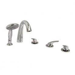 Ella 5-Piece 3/4 inch Fast Fill 3-Handle Deck-Mount Roman Tub Faucet with Hand shower in Chrome