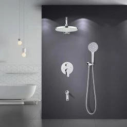 ELLO&ALLO 2-Handle 2-Spray Handheld Tub and Shower Faucet with 8 in. Shower Head Combo in Chrome (Valve Included) -Bathroom Faucets Store chrome ello allo bathtub shower faucet combos es c pr300 31 1000