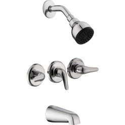Glacier Bay Aragon 3-Handle 1-Spray Tub and Shower Faucet in Chrome (Valve Included)