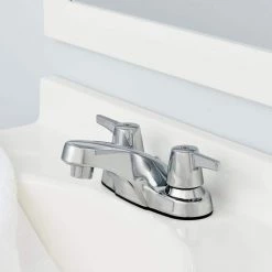 Glacier Bay Aragon 4 in. Centerset 2-Handle Low-Arc Bathroom Faucet without Pop-Up Drain in Chrome -Bathroom Faucets Store chrome glacier bay centerset bathroom faucets hd67090w 5501 40 1000