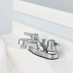 Glacier Bay Aragon 4 in. Centerset 2-Handle Low-Arc Bathroom Faucet with Pop-Up Drain in Chrome -Bathroom Faucets Store chrome glacier bay centerset bathroom faucets hd67090w 6b01 40 1000