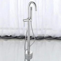 Glacier Bay Milly 1-Handle Freestanding Roman Tub Faucet with Hand Shower in Chrome -Bathroom Faucets Store chrome glacier bay roman tub faucets milly c3 1000