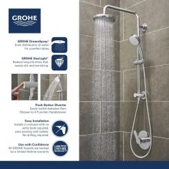 GROHE Vitalio 5-spray 7 in. Dual Shower Head and Handheld Shower Head in Chrome -Bathroom Faucets Store chrome grohe dual shower heads 26520000 40 1000