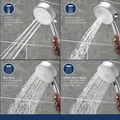 GROHE Vitalio 5-spray 7 in. Dual Shower Head and Handheld Shower Head in Chrome -Bathroom Faucets Store chrome grohe dual shower heads 26520000 a0 1000