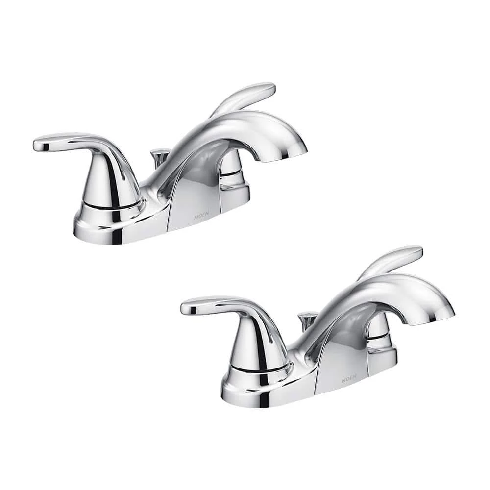 MOEN Adler 4 in. Centerset 2-Handle Bathroom Faucet in Chrome (2-Pack) 1 MOEN Adler 4 in. Centerset 2-Handle Bathroom Faucet in Chrome (2-Pack)