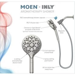 MOEN Aromatherapy 6-Spray 5.6 in. Single Wall Mount Handheld Shower Head with INLY Shower Capsules and Magnetix in Chrome -Bathroom Faucets Store chrome moen handheld shower heads in208h2 31 1000
