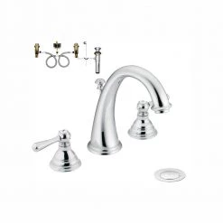 MOEN Kingsley 8 in. Widespread 2-Handle High-Arc Bathroom Faucet Trim Kit in Polished Chrome (Valve Included)