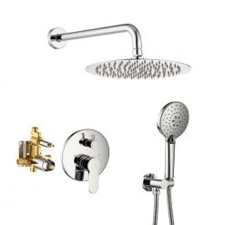 Rainlex Single-Handle 1-Spray Round High Pressure Shower Faucet with 10 in. Shower Head in Chrome (Valve Included)