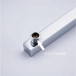 Rainlex 24 in. 600 mm Square Wall Mount Shower Arm and Flange, Chrome -Bathroom Faucets Store chrome shower arm extensions l1cp 600 1f 1000