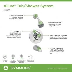 Symmons Allura Single-Handle 2-Spray Tub and Shower Faucet with VersaFlex Integral Diverter in Chrome (Valve Included) -Bathroom Faucets Store chrome symmons bathtub shower faucet combos s7602rp 4f 1000