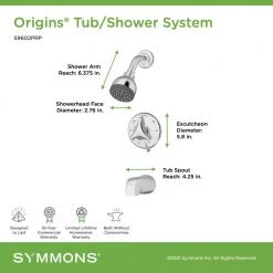 Symmons Origins Single-Handle 1-Spray Tub and Shower Faucet with VersaFlex Integral Diverter in Chrome (Valve Included) -Bathroom Faucets Store chrome symmons bathtub shower faucet combos s9602prp 1f 1000