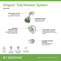 Symmons Origins Single-Handle 1-Spray Tub and Shower Faucet with VersaFlex Integral Diverter in Chrome (Valve Included) -Bathroom Faucets Store chrome symmons bathtub shower faucet combos s9602prp 44 1000