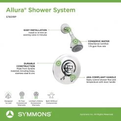 Symmons Allura Single-Handle 2-Spray Shower Faucet with VersaFlex Integral Diverter in Polished Chrome (Valve Included) -Bathroom Faucets Store chrome symmons shower faucets s7601rp 4f 1000