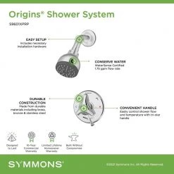 Symmons Origins Single-Handle 1-Spray Shower Faucet with VersaFlex Diverter and EasyService Stops in Chrome (Valve Included) -Bathroom Faucets Store chrome symmons shower faucets s9601xprp 4f 1000