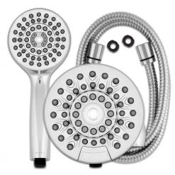 Waterpik 8-Spray Patterns with 1.8 GPM 6.25 in. Wall Mount Dual Shower Head and Handheld Shower Head in Chrome -Bathroom Faucets Store chrome waterpik dual shower heads xpa 133e 763me 1f 1000