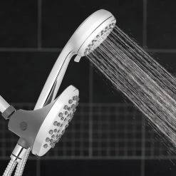 Waterpik 8-Spray Patterns with 1.8 GPM 6.25 in. Wall Mount Dual Shower Head and Handheld Shower Head in Chrome -Bathroom Faucets Store chrome waterpik dual shower heads xpa 133e 763me 4f 1000
