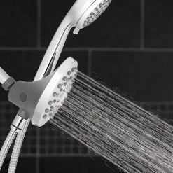 Waterpik 8-Spray Patterns with 1.8 GPM 6.25 in. Wall Mount Dual Shower Head and Handheld Shower Head in Chrome -Bathroom Faucets Store chrome waterpik dual shower heads xpa 133e 763me c3 1000