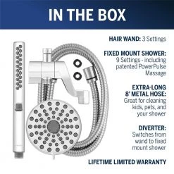 Waterpik 12-spray 5 in. High PressureDual Shower Head and Handheld Shower Head in Chrome -Bathroom Faucets Store chrome waterpik dual shower heads ybw 933e sbw 383me 76 1000