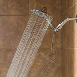 Waterpik 6-Spray 7 in. Single Wall Mount 1.8 GPM Fixed Rain Shower Head in Chrome -Bathroom Faucets Store chrome waterpik fixed shower heads asw 673e 4f 1000