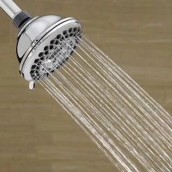 Waterpik 9-Spray 4.5 in. Single Wall Mount 1.8 GPM Fixed Shower Head in Chrome -Bathroom Faucets Store chrome waterpik fixed shower heads yat 933e 40 1000