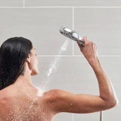 Waterpik 7-Spray Patterns with 1.8 GPM 4.75 in. Wall Mount Adjustable Handheld Shower Head in Chrome -Bathroom Faucets Store chrome waterpik handheld shower heads qcm 763me 1f 1000