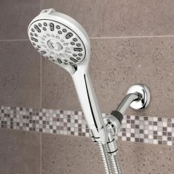 Waterpik 7-Spray Patterns with 1.8 GPM 4.75 in. Wall Mount Adjustable Handheld Shower Head in Chrome -Bathroom Faucets Store chrome waterpik handheld shower heads qcm 763me 76 1000