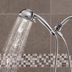 Waterpik 9-Spray 4.5 in. Single Wall Mount 1.8 GPM Handheld Rain Shower Head in Chrome -Bathroom Faucets Store chrome waterpik handheld shower heads yat 963me 76 1000