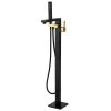 AKDY Stand Alone Tub Filler with Floor Mount - Freestanding 35in Tub Gold and Black Faucet - Easy Installation
