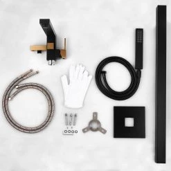 AKDY Stand Alone Tub Filler with Floor Mount - Freestanding 35in Tub Gold and Black Faucet - Easy Installation -Bathroom Faucets Store gold and black akdy claw foot tub faucets tf0052 76 1000